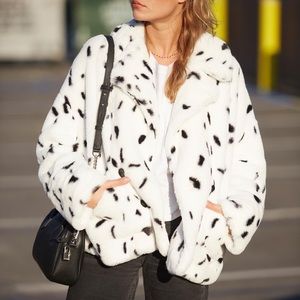 The Kooples Spotted Faux Fur Coat OS NWT